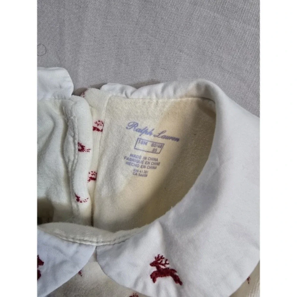 Ralph Lauren Baby Girls Reindeer Dress 18 Months  Velvet‎ Long Sleeves